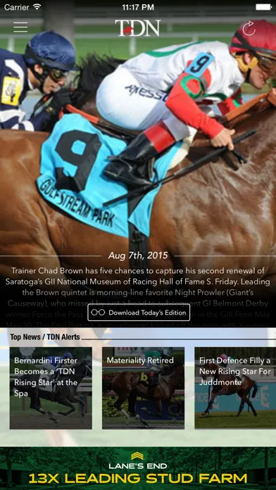 Zrzuty ekranu Thoroughbred Daily News