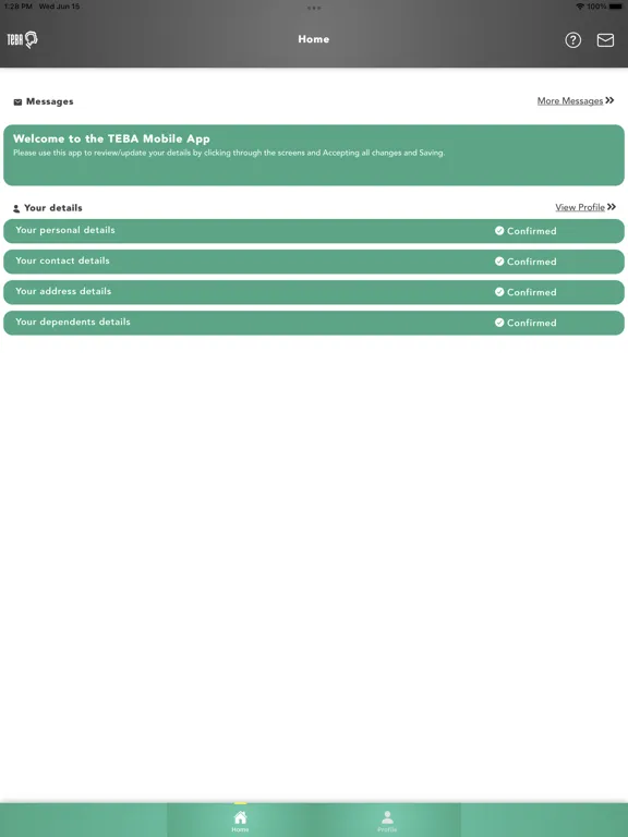 Zrzuty ekranu TEBA Mobile App iPad 