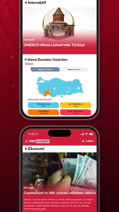 Capturas de tela do TRT Haber