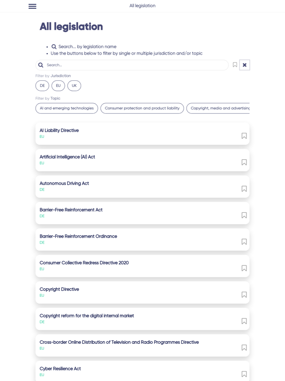 Captures d'écran de TW Digital Legislation Tracker iPad 