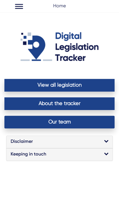 Captures d'écran de TW Digital Legislation Tracker