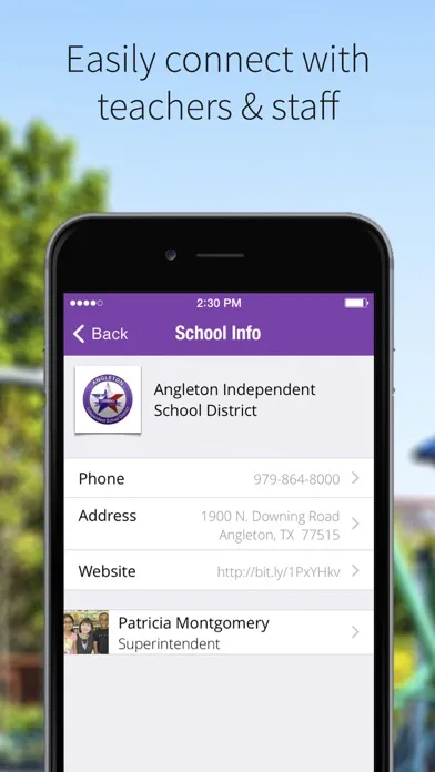 Capturas de tela do Angleton ISD