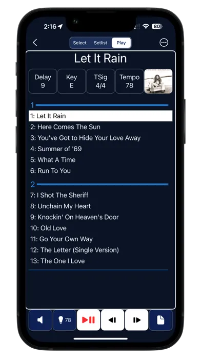 Capturas de tela do GigBag Song Setlist Manager