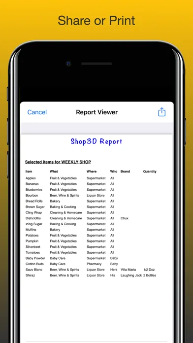 Capturas de tela do Shop3D Grocery Checklist
