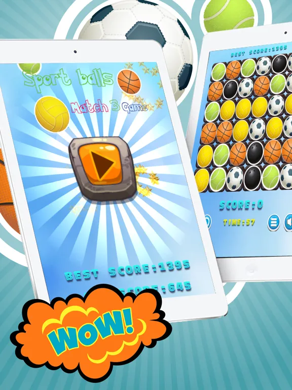Sport balls Match 3 Game For Kids iPad  स्क्रीनशॉट