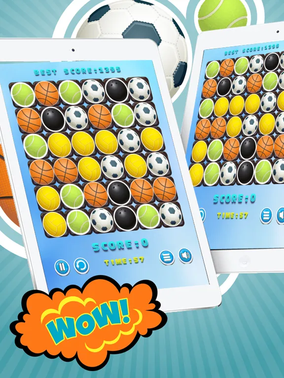 Sport balls Match 3 Game For Kids iPad  स्क्रीनशॉट