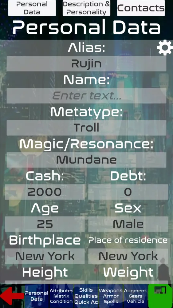 Capturas de pantalla de Shadowrun 6th Character Sheet