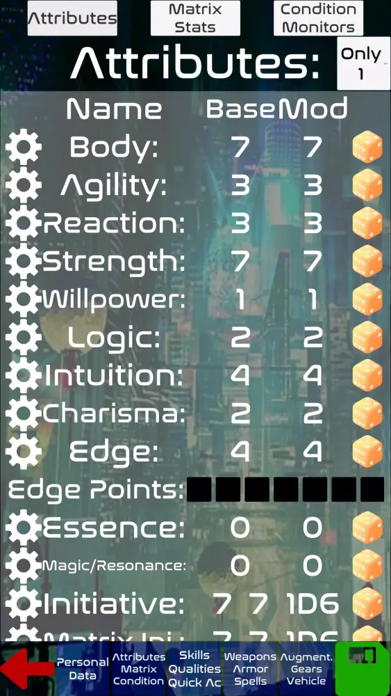 Capturas de pantalla de Shadowrun 6th Character Sheet