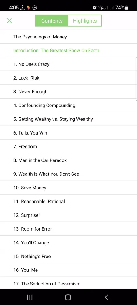 Capturas de tela do The Psychology Of Money