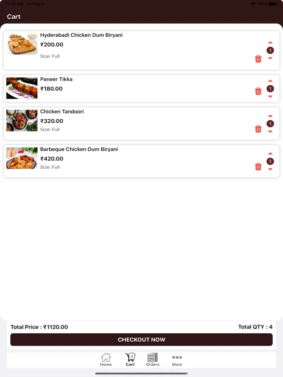 Tangkapan skrin Potter's Biryani iPad 
