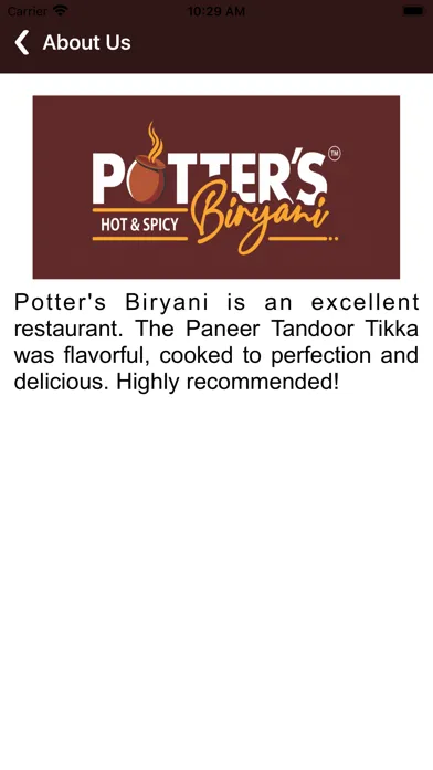 Tangkapan skrin Potter's Biryani