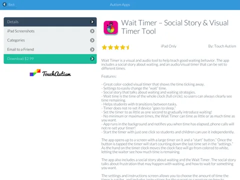 Tangkapan skrin Autism Apps iPad 