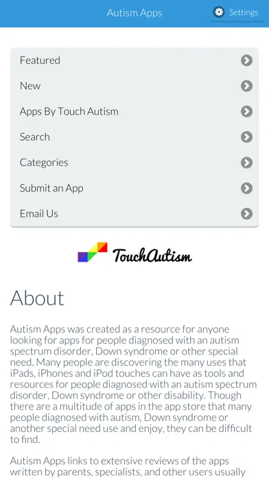Tangkapan skrin Autism Apps