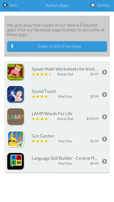 Tangkapan skrin Autism Apps