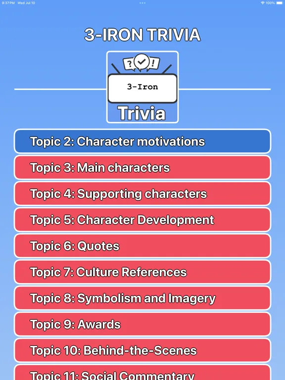 ภาพหน้าจอของ 3-Iron Trivia iPad 