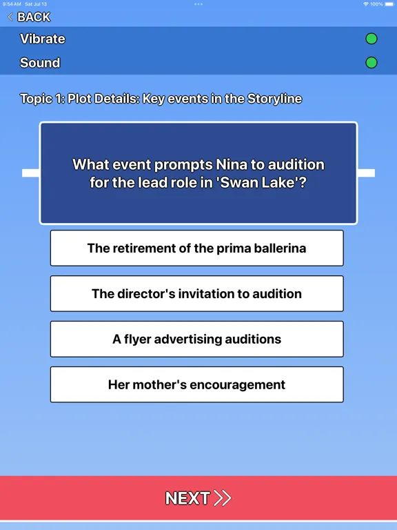 Tangkapan skrin Black Swan Trivia iPad 