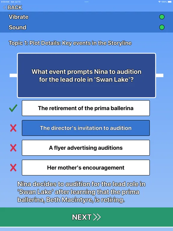 Tangkapan skrin Black Swan Trivia iPad 
