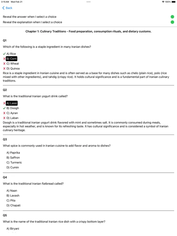 Ảnh chụp màn hình của Culture of Iran Exam iPad 