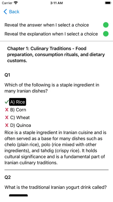 Ảnh chụp màn hình của Culture of Iran Exam