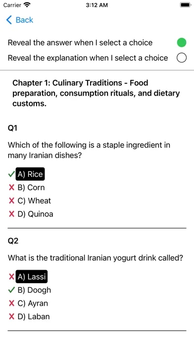 Ảnh chụp màn hình của Culture of Iran Exam