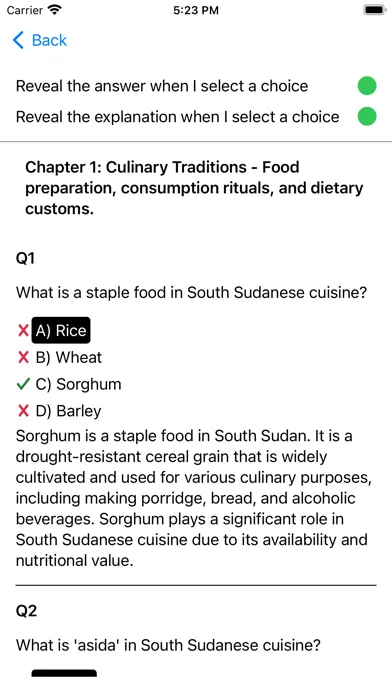 Capturas de tela do Culture of South Sudan Exam