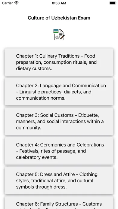 Ảnh chụp màn hình của Culture of Uzbekistan Exam