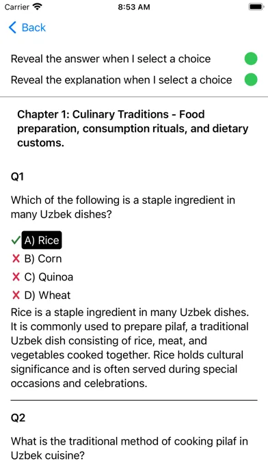 Ảnh chụp màn hình của Culture of Uzbekistan Exam