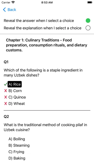 Ảnh chụp màn hình của Culture of Uzbekistan Exam