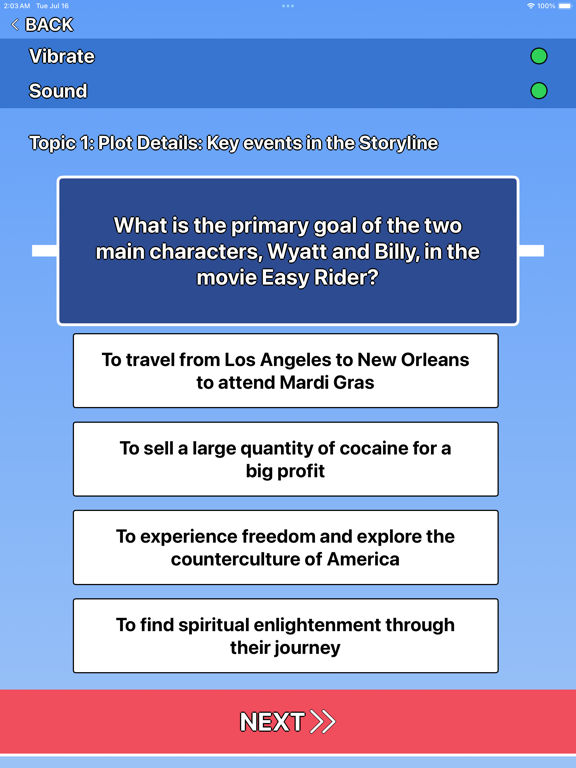 Tangkapan layar Easy Rider Trivia iPad 