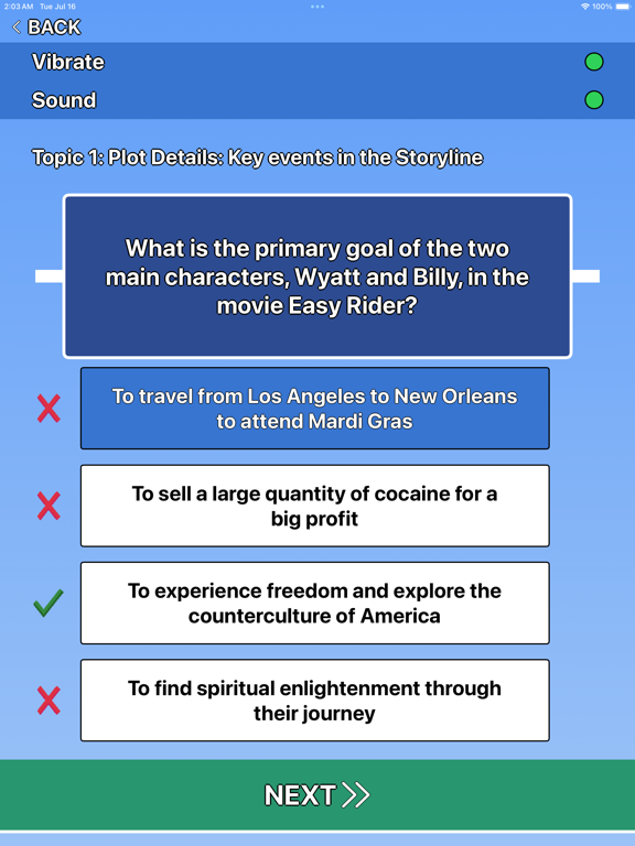 Tangkapan layar Easy Rider Trivia iPad 