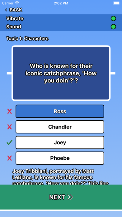 Ảnh chụp màn hình của Friends Trivia