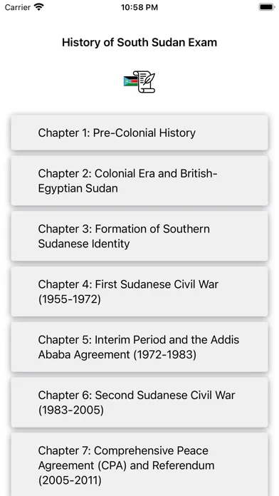 History of South Sudan Exam سکرین شاٹس