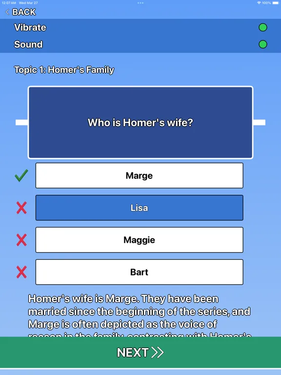 Homer Simpsons Trivia iPad  स्क्रीनशॉट