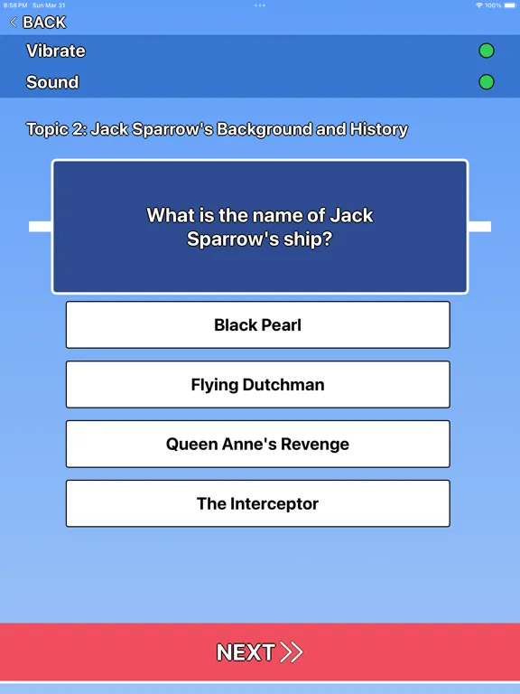 Zrzuty ekranu Jack Sparrow Trivia iPad 
