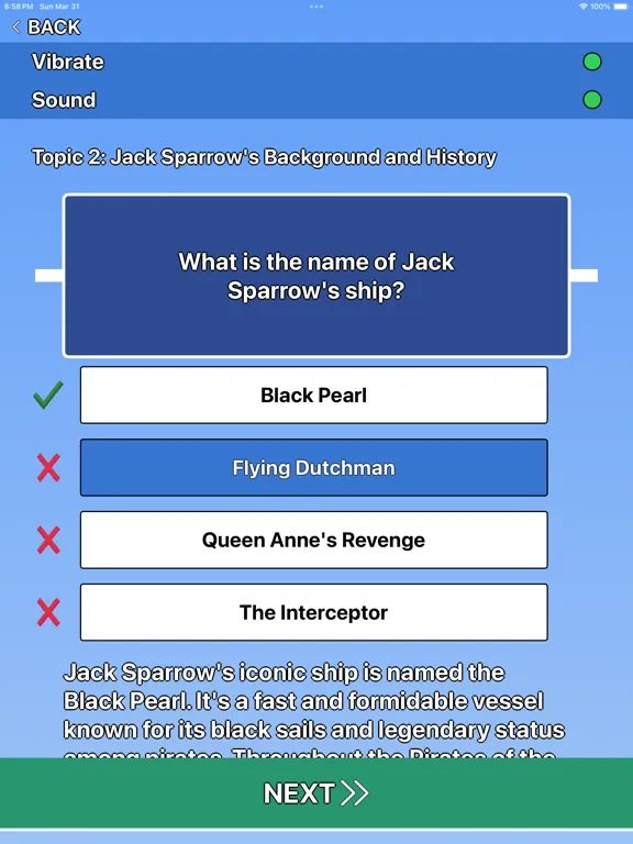 Zrzuty ekranu Jack Sparrow Trivia iPad 