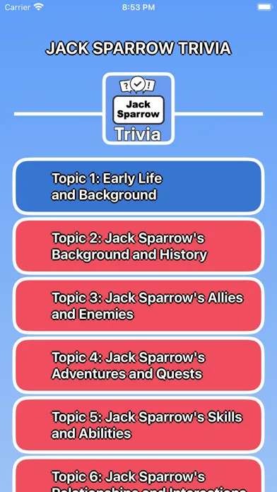 Zrzuty ekranu Jack Sparrow Trivia