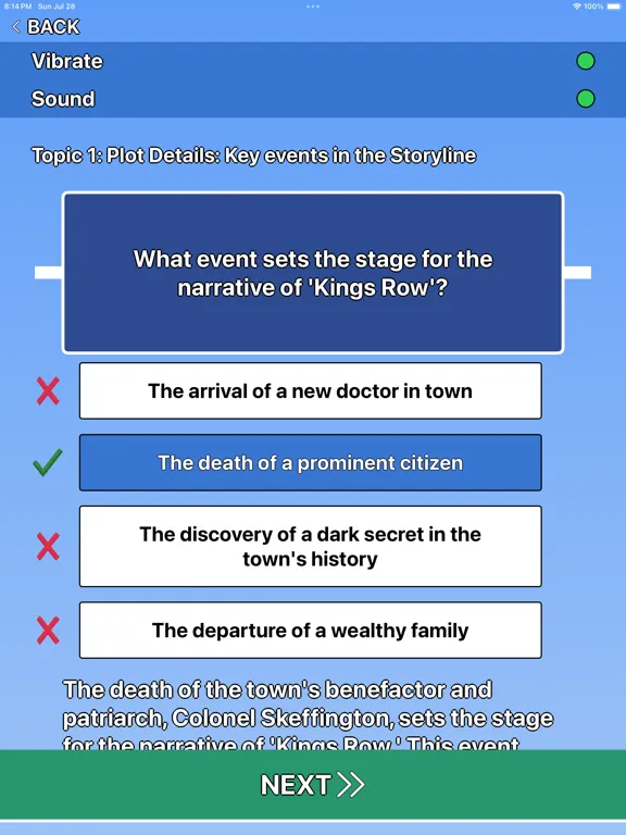 Kings Row Trivia iPad  स्क्रीनशॉट