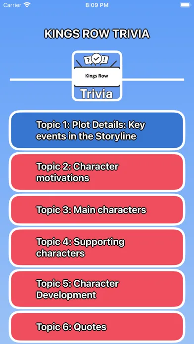 Kings Row Trivia स्क्रीनशॉट