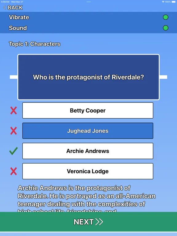 Riverdale Trivia iPad  স্ক্রিনশট