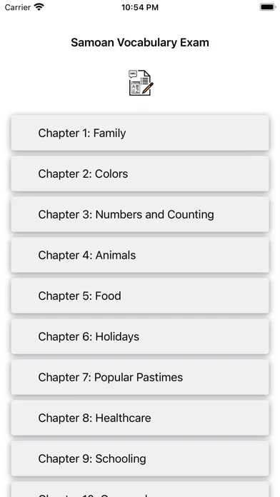 Samoan Vocabulary Exam Screenshots