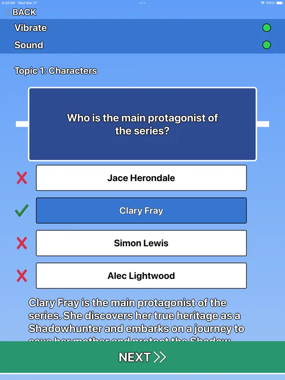 Ảnh chụp màn hình của Shadowhunters Trivia iPad 