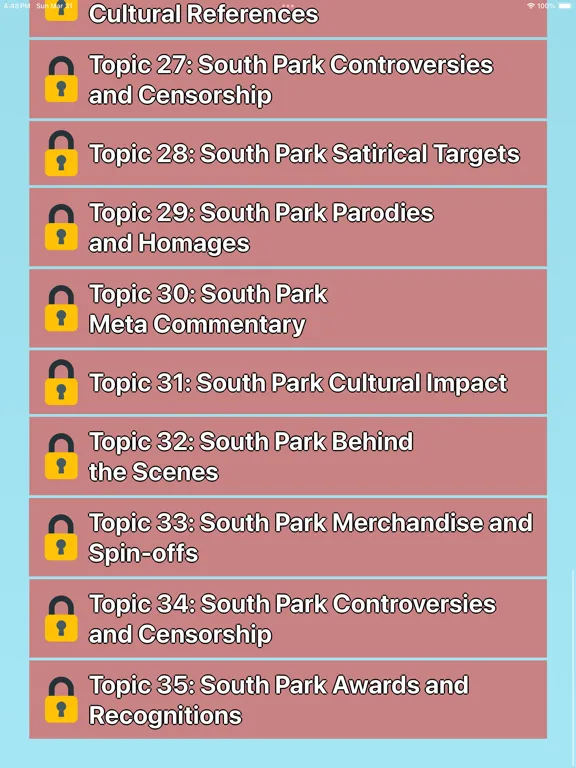 South Park Trivia iPad  স্ক্রিনশট