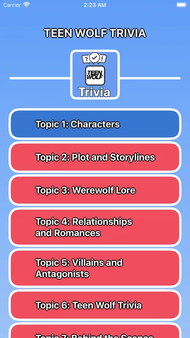 Tangkapan skrin Teen Wolf Trivia