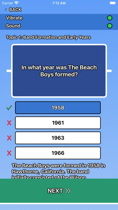 ภาพหน้าจอของ The Beach Boys Trivia