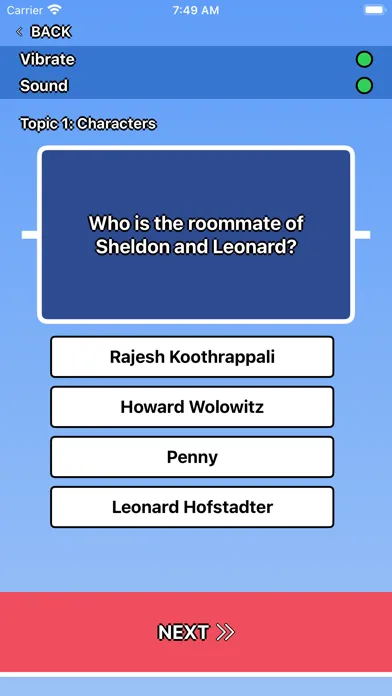 Capturas de tela do The Big Bang Theory Trivia