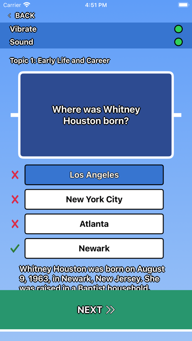Whitney Houston Trivia স্ক্রিনশট