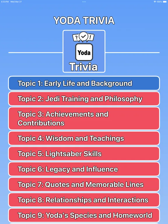 Screenshot di Yoda Trivia iPad 