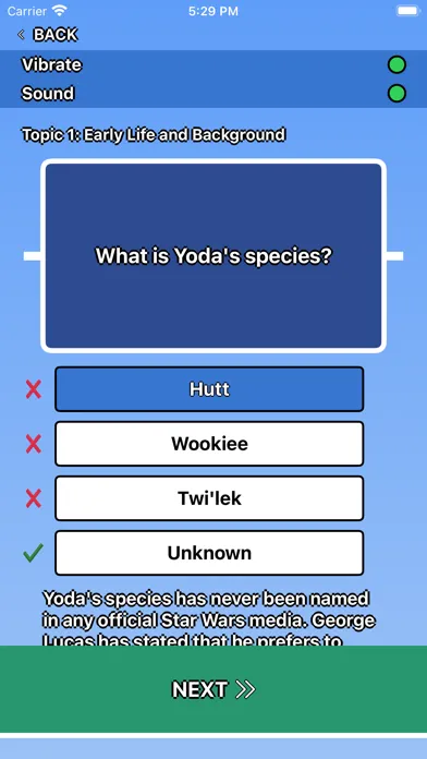 Screenshot di Yoda Trivia