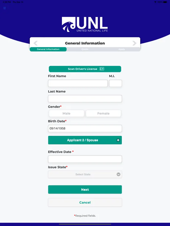 Tangkapan skrin UNL E-App iPad 