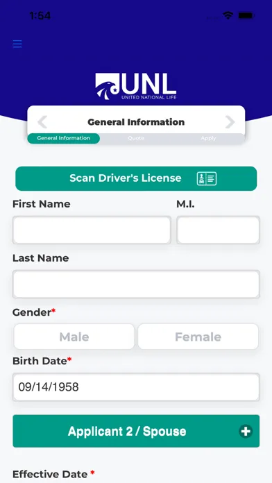 Tangkapan skrin UNL E-App